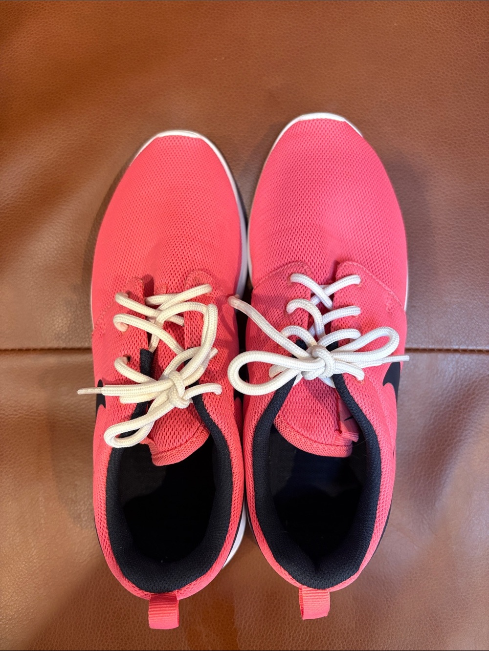 Nike Women's Coral Pink Mesh Athletic Sneakers with White Laces